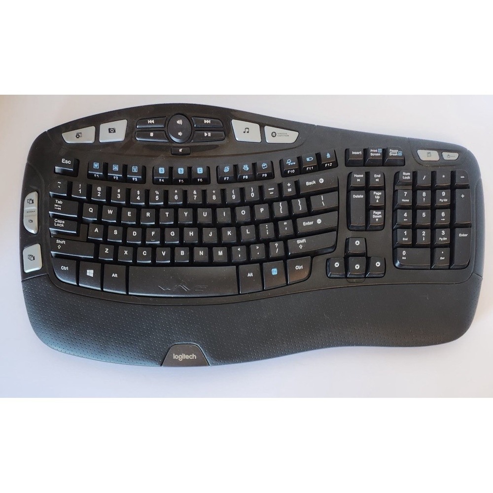 Logitech K350 Black Wave Wireless Keyboard  Ergonomic